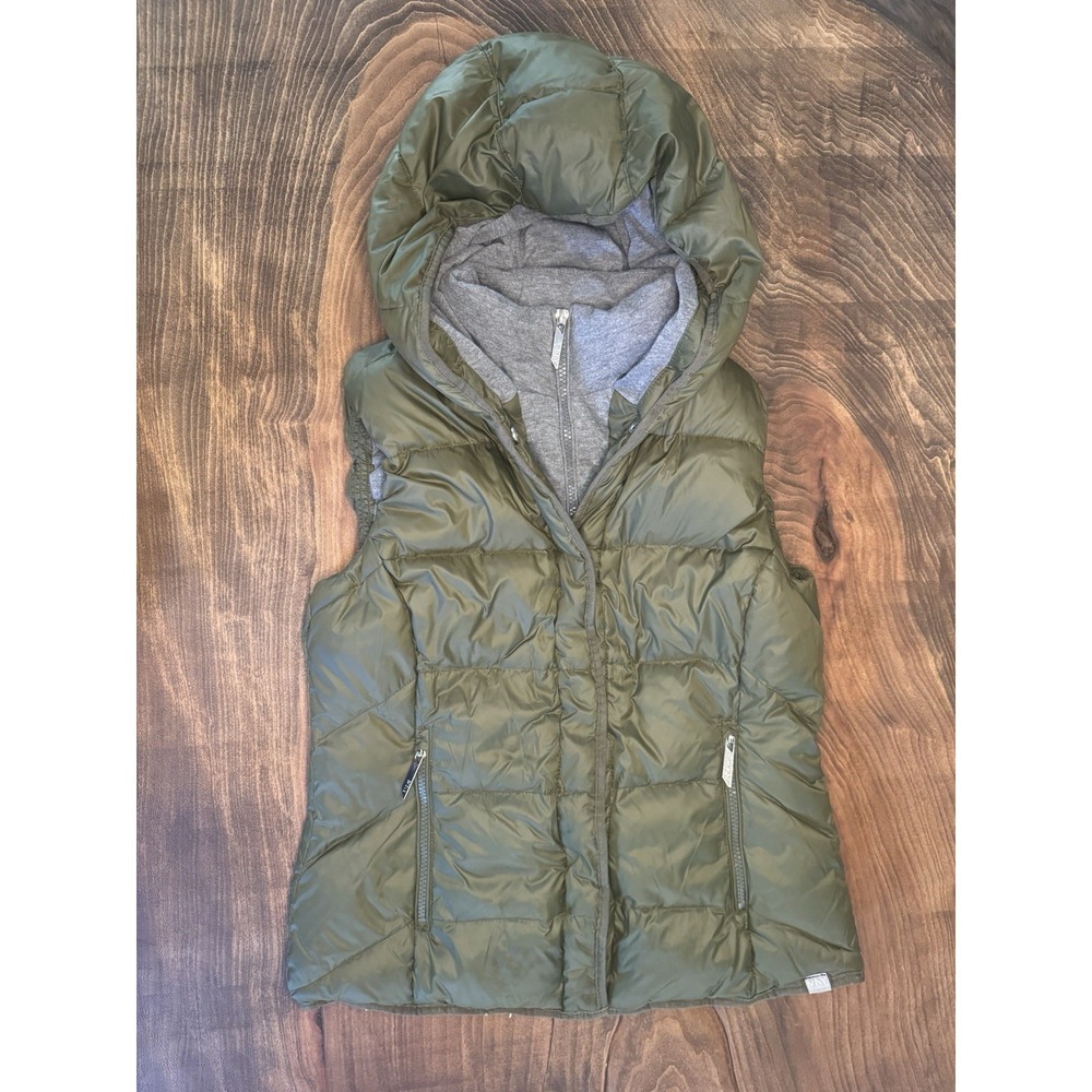 New York & Co. Jacket Womens Size M Green Hooded Lined Puffer Vest Zip‎ Front